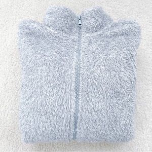 UNIQLO FLUFFY YARN FLEECE SHERPA FULL ZIP JACKET LIGHT GREY XL L